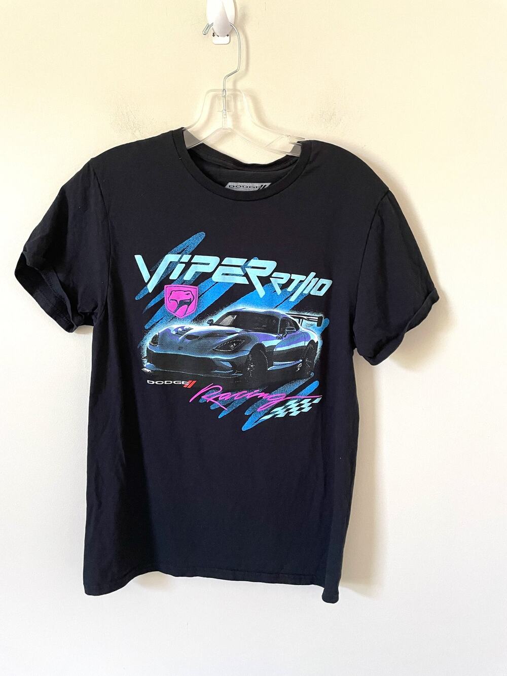 Dodge Viper Cotton Car Graphic Short Sleeve T-Shirt Black Size Small
